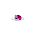 Toi et Moi Gemstone Classic Ring - Amethyst & Red Ruby