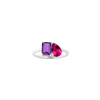 Toi et Moi Gemstone Classic Ring - Amethyst & Red Ruby Vermeil White Gold First