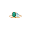 Toi et Moi Gemstone Classic Ring - Green Emerald & Aquamarine Vermeil Yellow Gold First