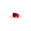Toi et Moi Gemstone Classic Ring - Garnet & Red Ruby 14k Yellow Gold First