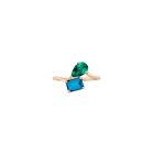 Toi et Moi Gemstone Heirloom Ring - London Blue Topaz & Green Emerald