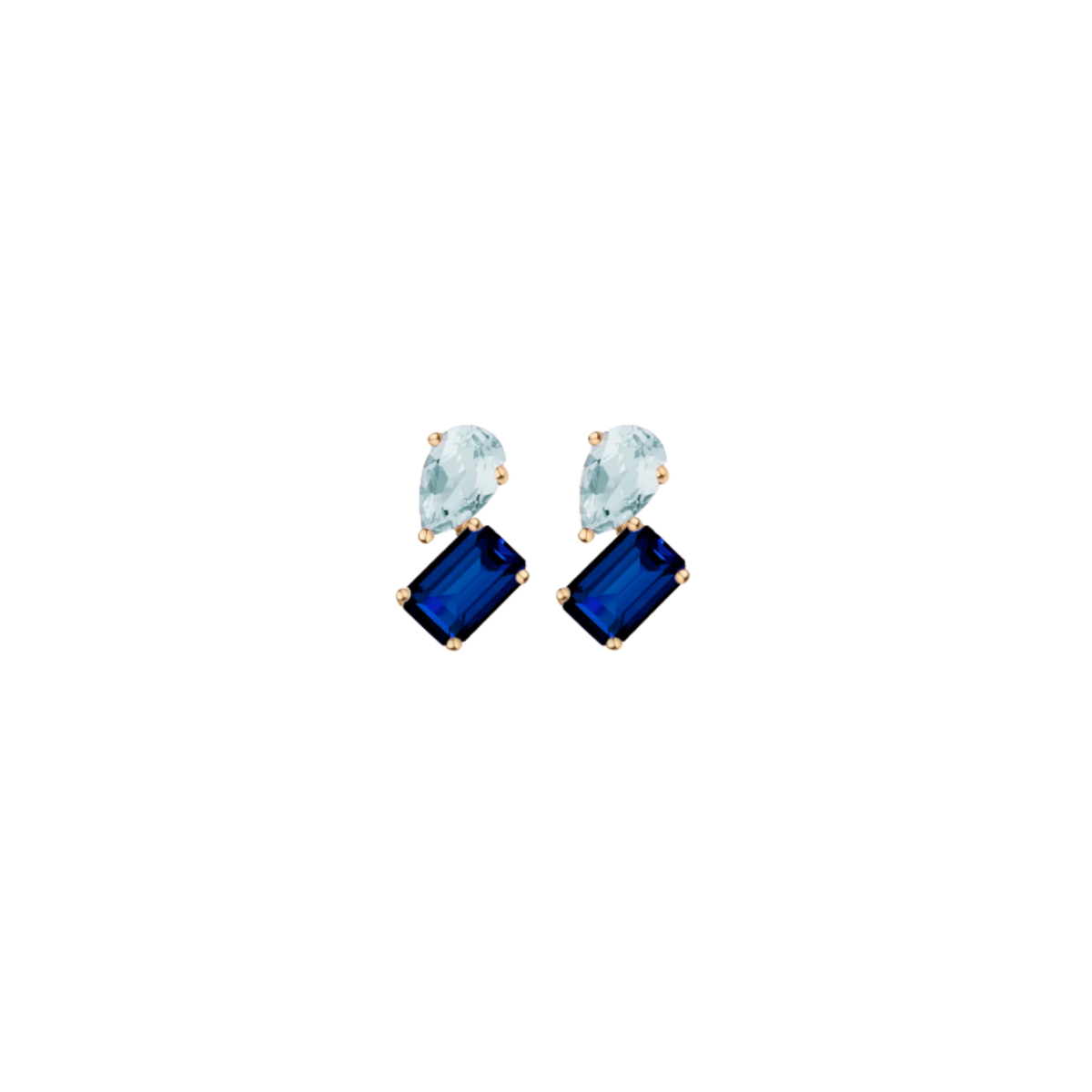 Toi et Moi Gemstone Mini Heirloom Earring - Blue Sapphire & Aquamarine Vermeil Yellow Gold Single First