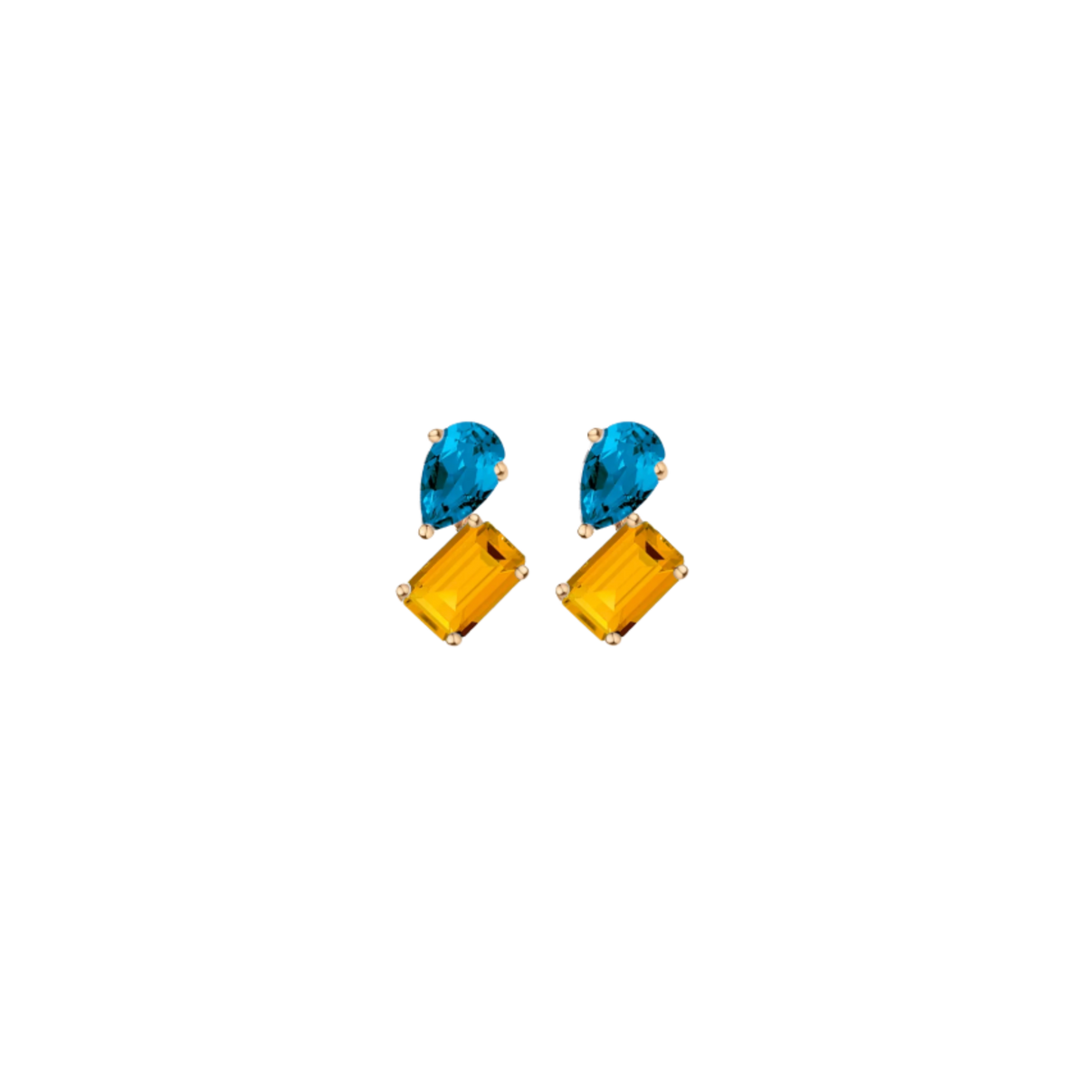 Toi et Moi Gemstone Mini Heirloom Earring - Citrine & London Blue Topaz Vermeil Yellow Gold Single First