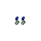 Toi et Moi Gemstone Mini Heirloom Earring - Green Tourmaline & Blue Sapphire