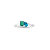 Toi et Moi Gemstone Mini Classic Ring - Green Emerald & London Blue Topaz Vermeil White Gold First