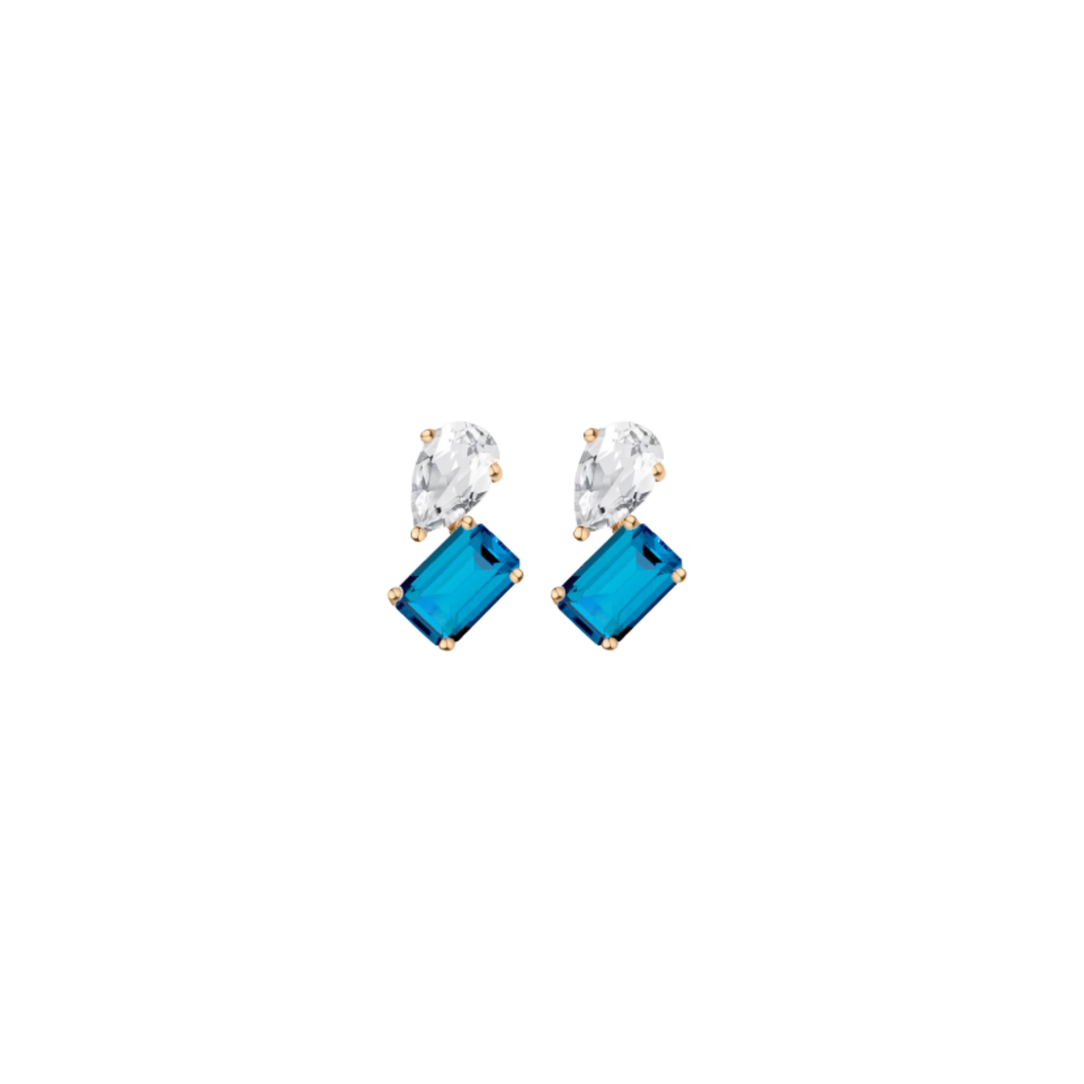 Toi et Moi Gemstone Mini Heirloom Earring - London Blue Topaz & White Topaz Vermeil Yellow Gold Single First