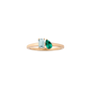 Toi et Moi Gemstone Mini Classic Ring - Aquamarine & Green Emerald Vermeil Yellow Gold First