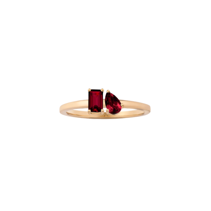 Toi et Moi Gemstone Mini Classic Ring - Garnet & Garnet Vermeil Yellow Gold First