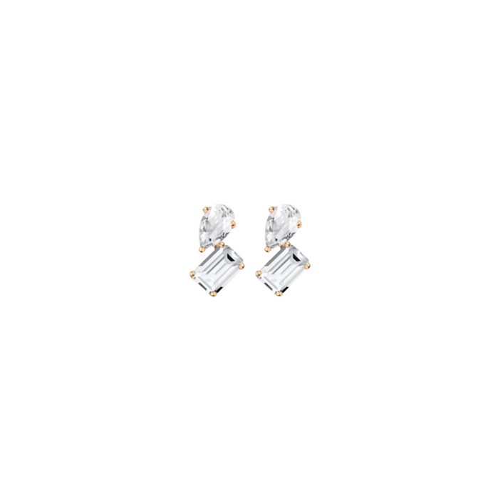 Toi et Moi Gemstone Mini Heirloom Earring - White Topaz & White Topaz 14k Yellow Gold Single First