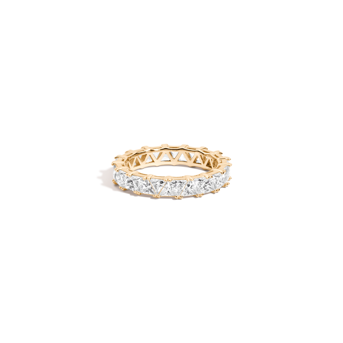 Lab Grown White Sapphire Trillion Eternity Ring Vermeil Yellow Gold First