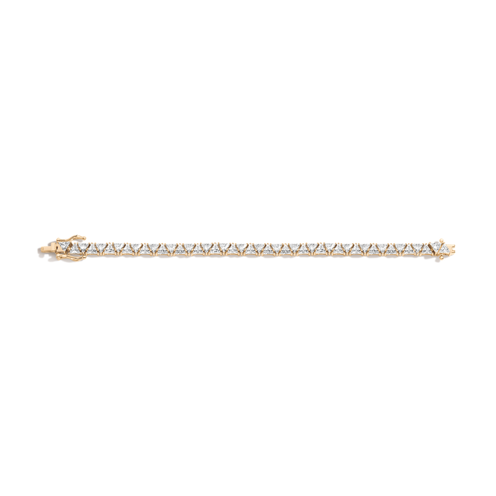 Lab Grown White Sapphire Trillion Tennis Bracelet Vermeil Yellow Gold 6.5in 7in