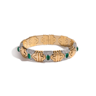 Vintage Diamond and Green Emerald Gold Cuff Bracelet