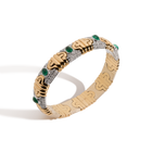 Vintage Diamond and Green Emerald Gold Cuff Bracelet