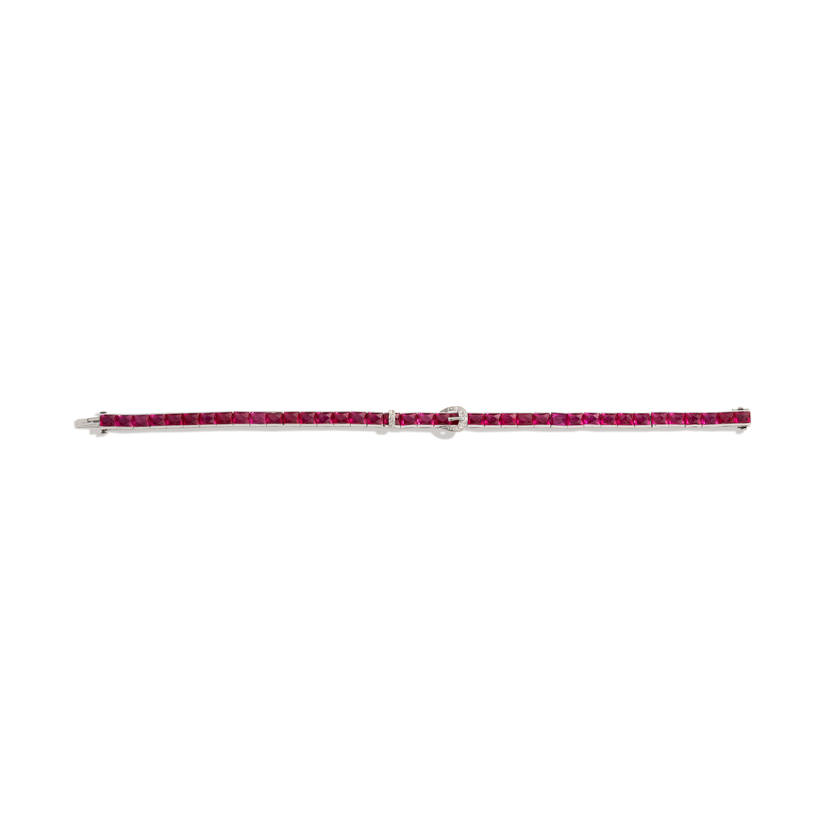 Vintage Red Ruby Tennis Belt Bracelet Platinum White Gold 6in 6.5in 7in