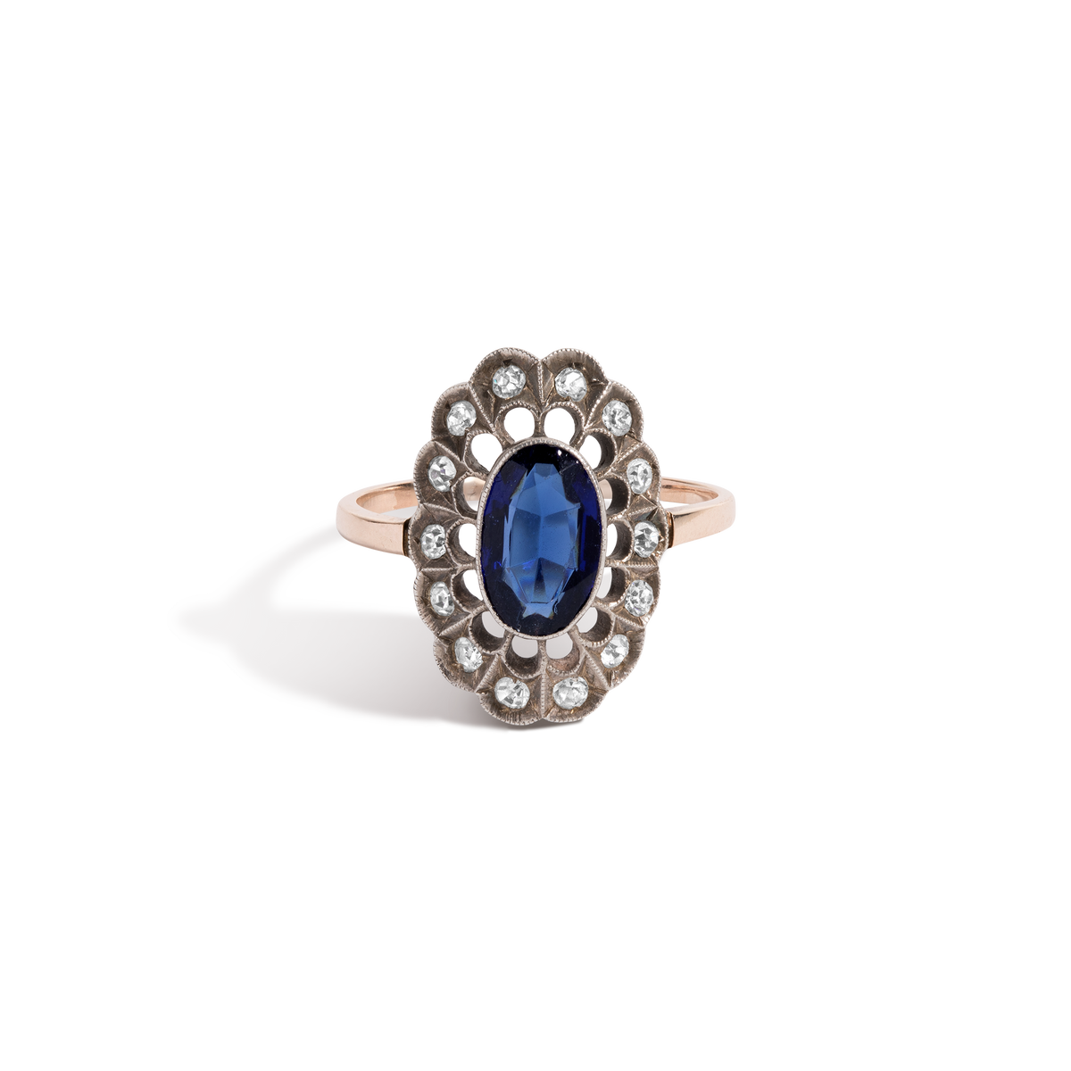 Antique Victorian Halo Ring Silver Yellow / White First