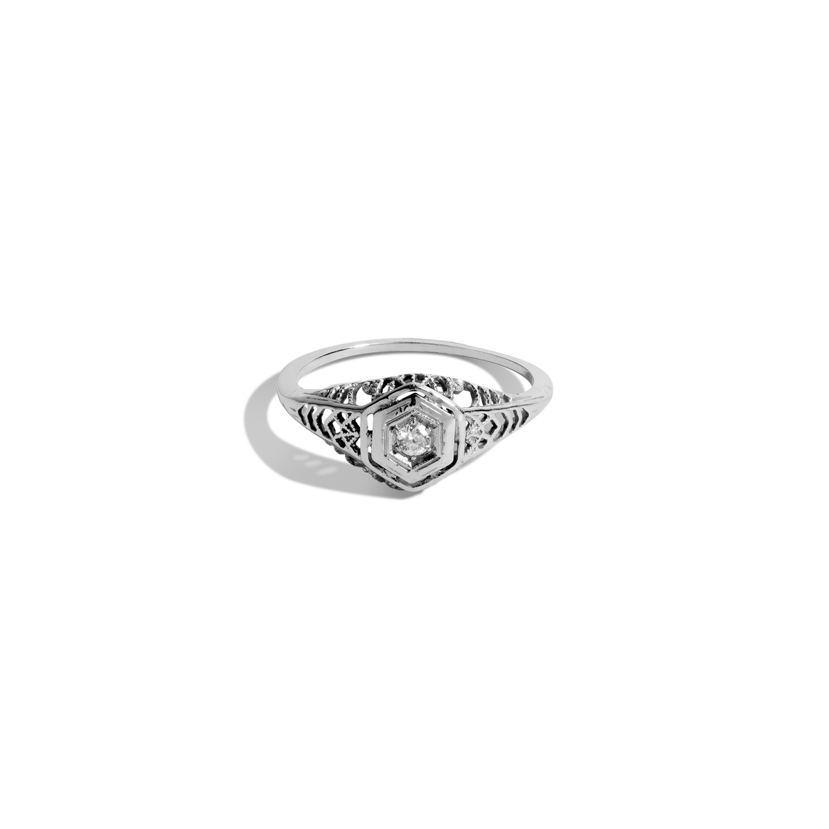 Antique Old European Cut Diamond Ring Platinum White Gold First