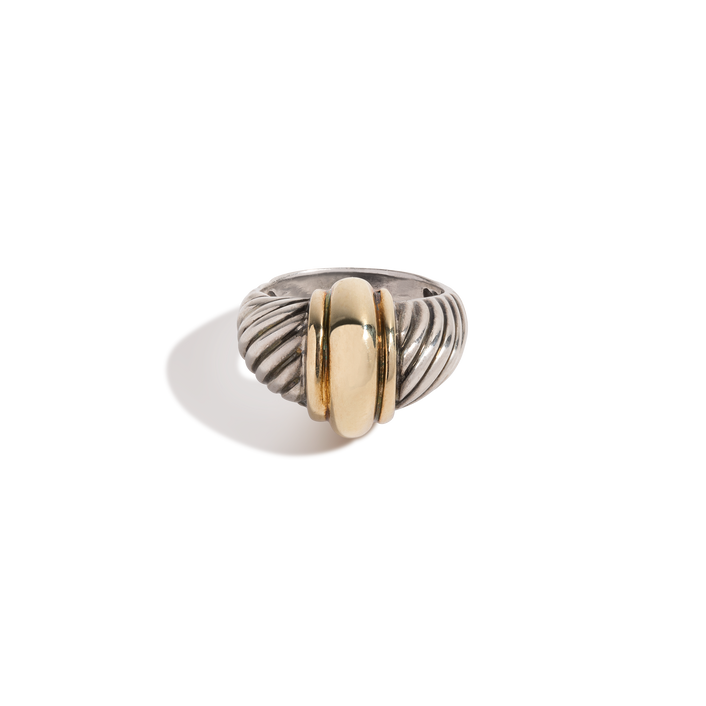 Vintage David Yurman Dome Ring Silver Yellow / White First