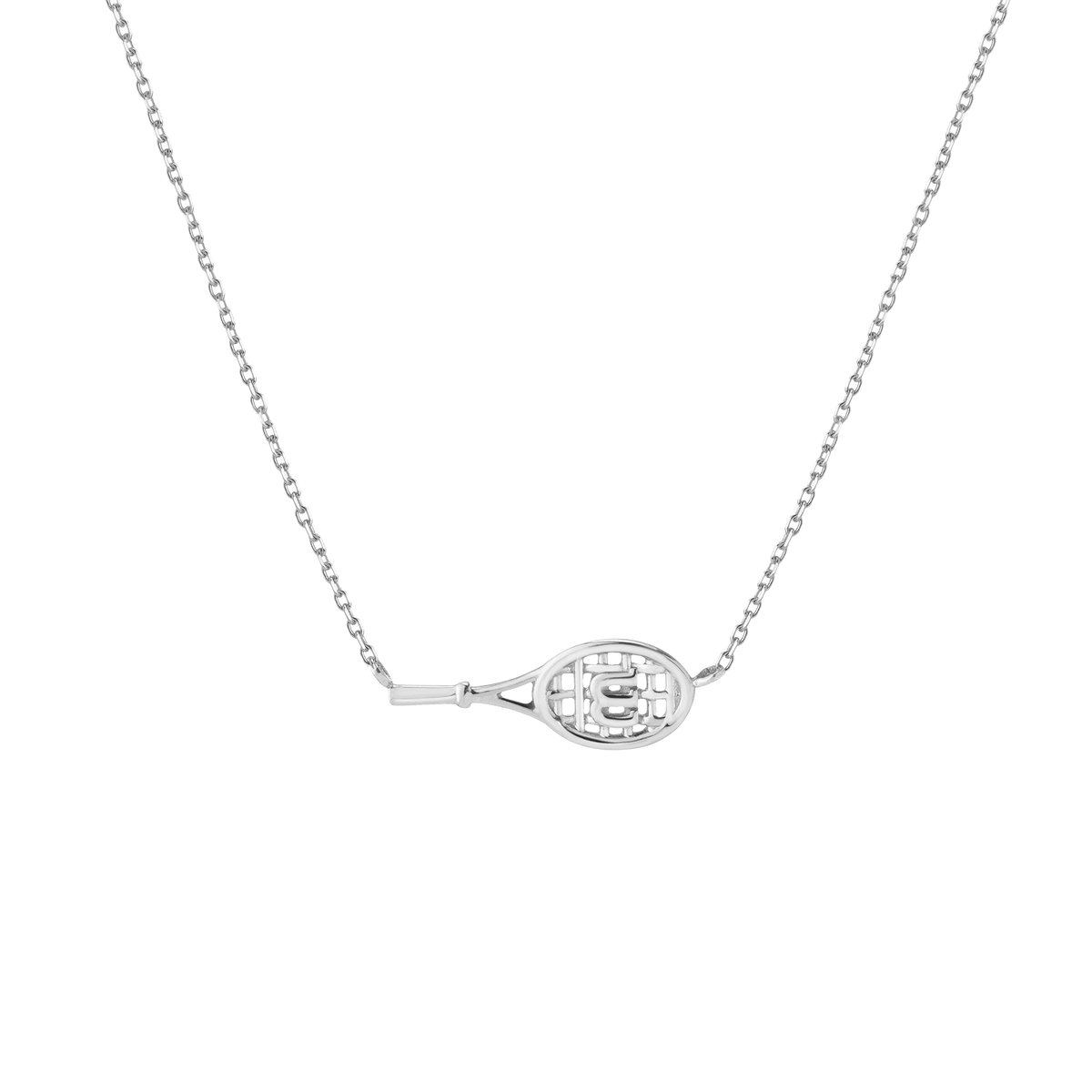 Aurate x Wilson: W Tennis Racket Necklace 14k White Gold 18in First