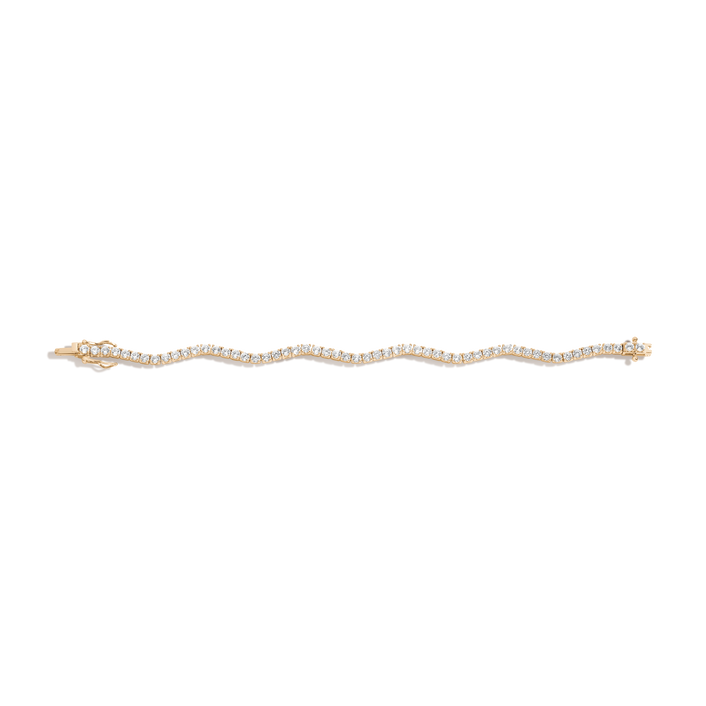 Lab Grown White Sapphire Wave Tennis Bracelet Vermeil Yellow Gold 6.5in 7in