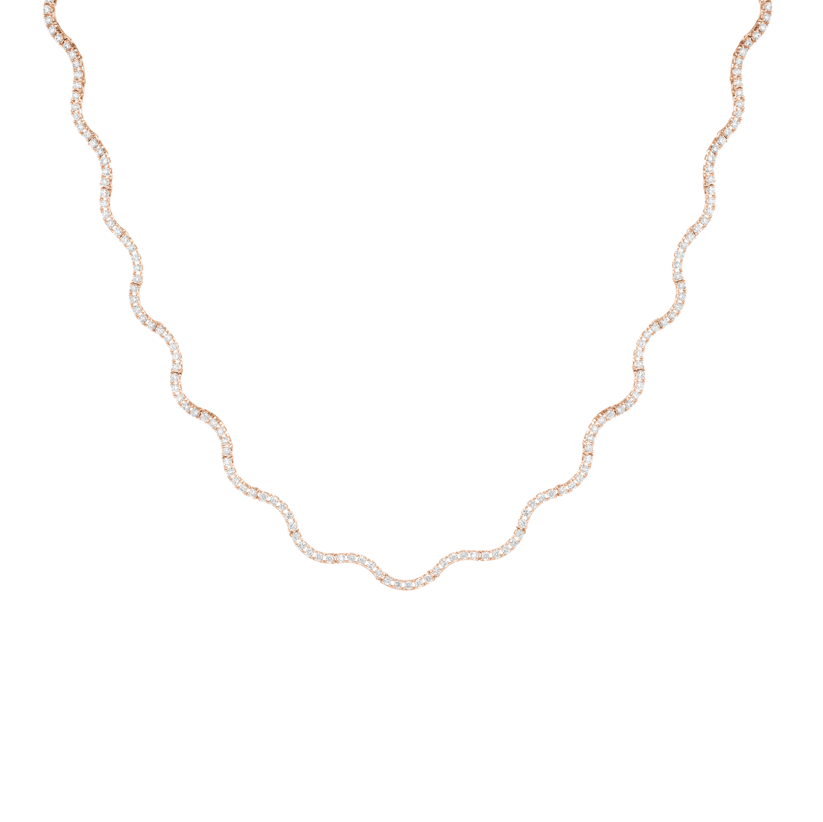 Lab Grown Diamond Wave Tennis Necklace 14k 18k Rose Gold 16in First