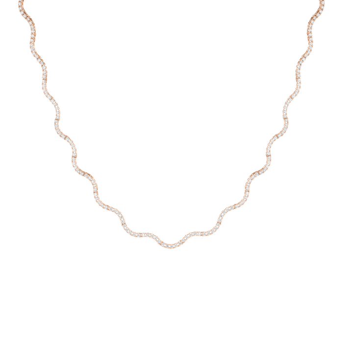 Lab Grown Diamond Wave Tennis Necklace 14k 18k Rose Gold 18in First