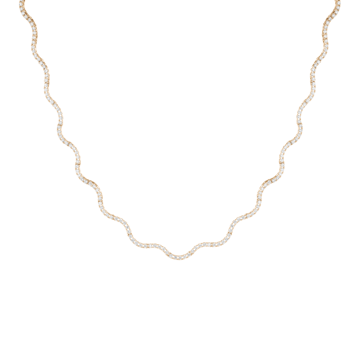 Lab Grown Diamond Wave Tennis Necklace 14k 18k Yellow Gold 16in First