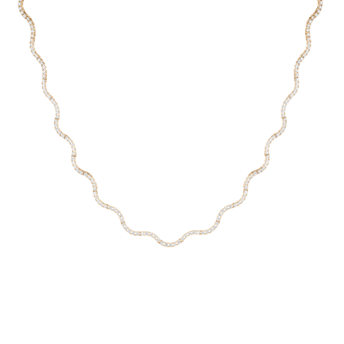 Lab Grown Diamond Wave Tennis Necklace 14k 18k Yellow Gold 18in First