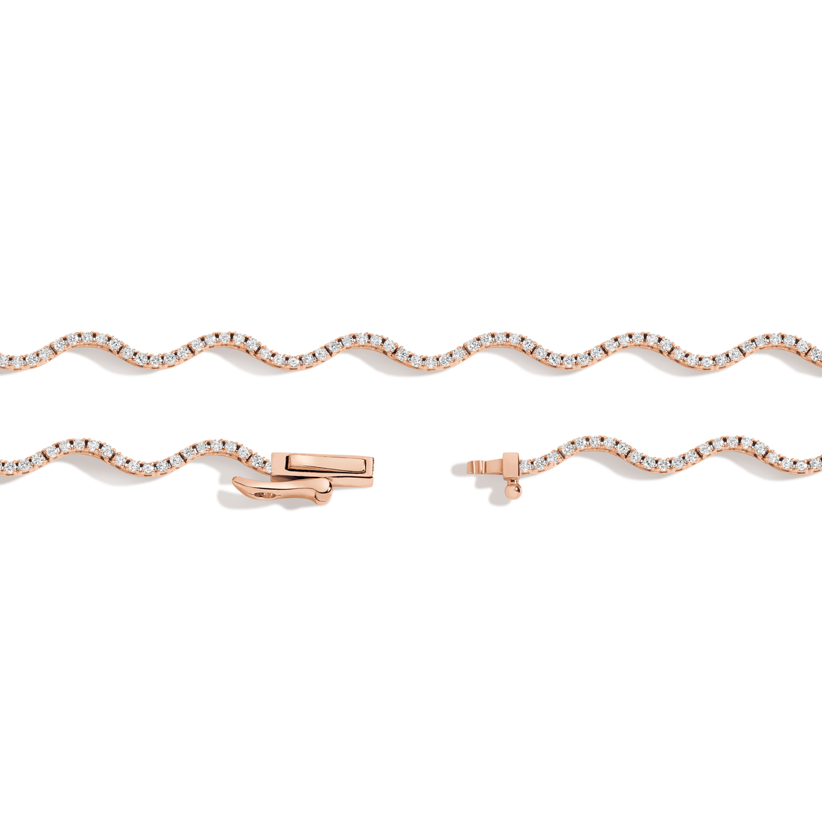 Lab Grown Diamond Wave Tennis Necklace 14k 18k Rose Gold 16in