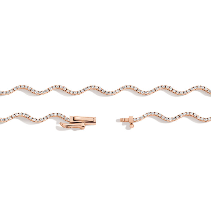 Lab Grown Diamond Wave Tennis Necklace 14k 18k Rose Gold 18in