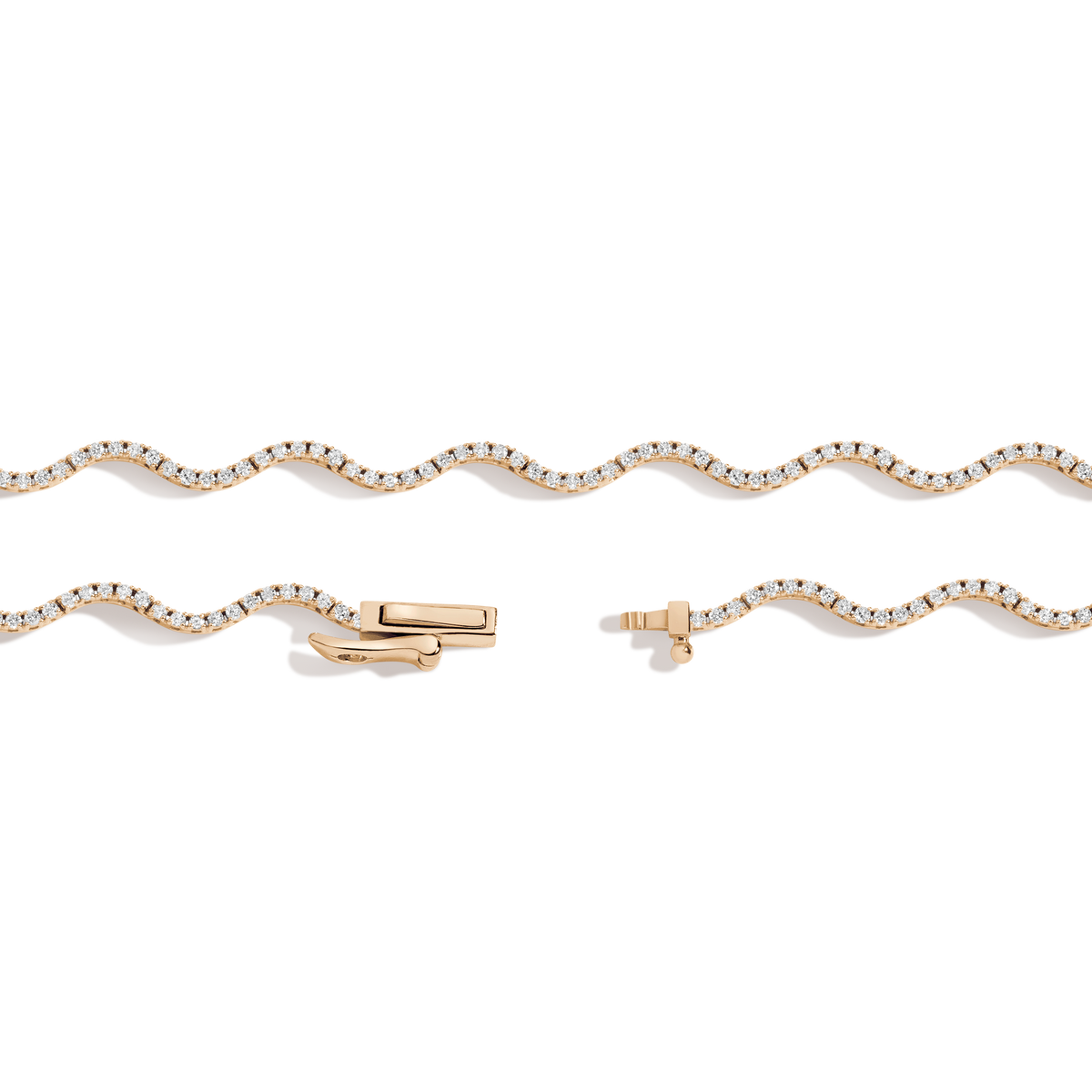 Lab Grown Diamond Wave Tennis Necklace 14k 18k Yellow Gold 18in