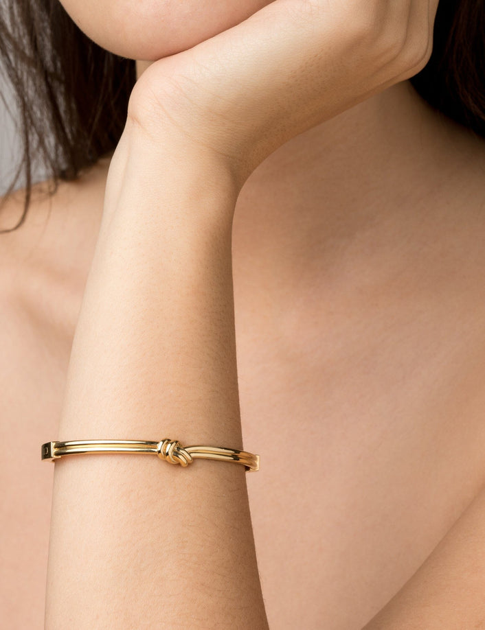 Gold Knot Hinged Bracelet