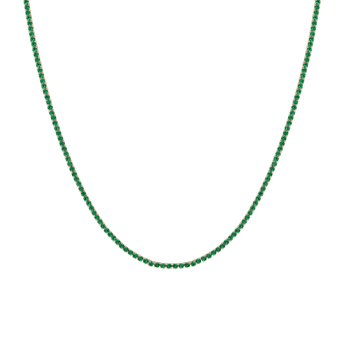 Lab Grown Green Emerald Tennis Necklace
