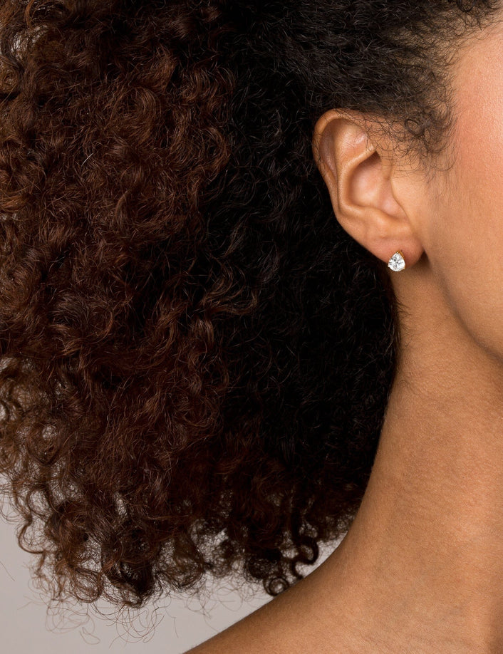 Pear Gemstone Solitaire Stud Earrings