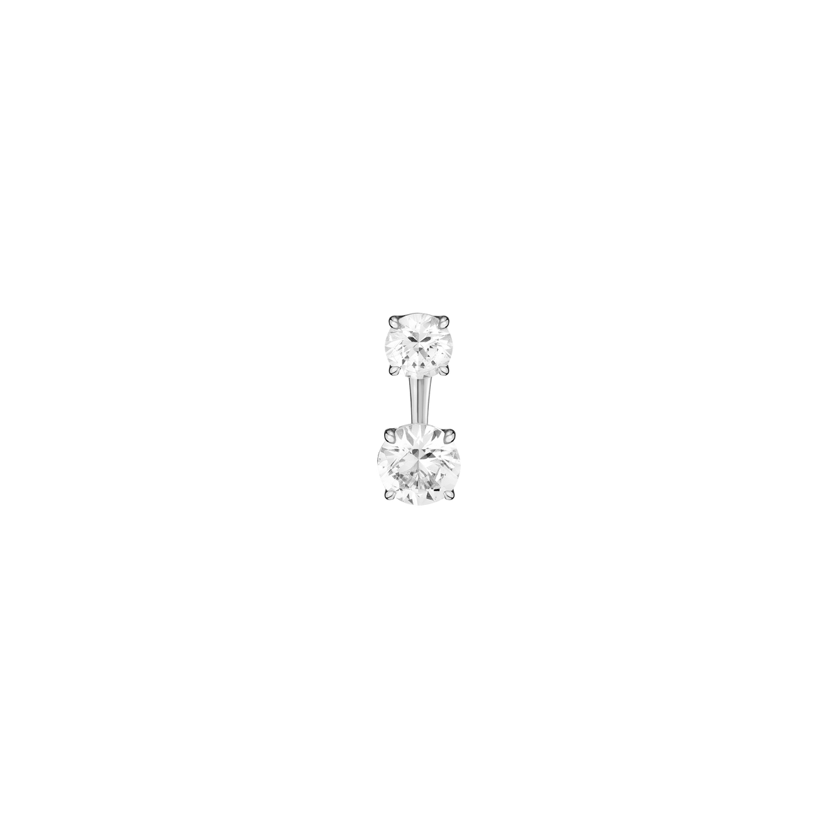 Lab Grown White Sapphire Ear Jacket Vermeil White Gold Round Top Round Bottom First