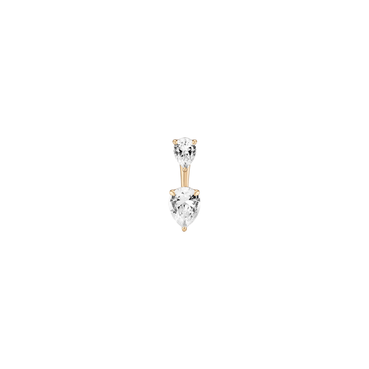 Lab Grown White Sapphire Ear Jacket Vermeil Yellow Gold Pear Top Pear Bottom