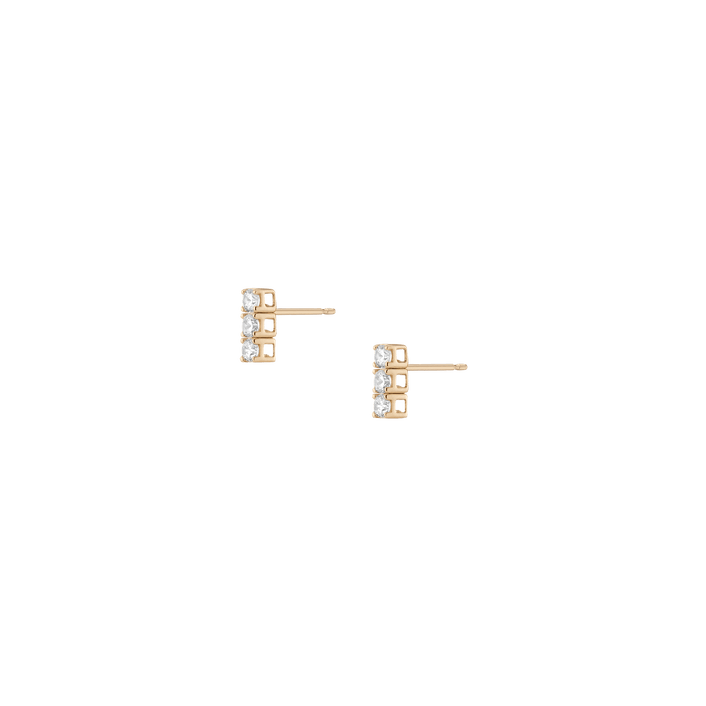 Lab Grown Diamond Tennis Earrings 14k Yellow Gold 3 Diamonds Pair 