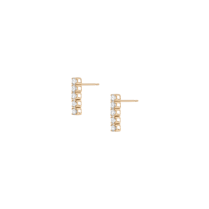 Lab Grown Diamond Tennis Earrings 14k Yellow Gold 5 Diamonds Pair 