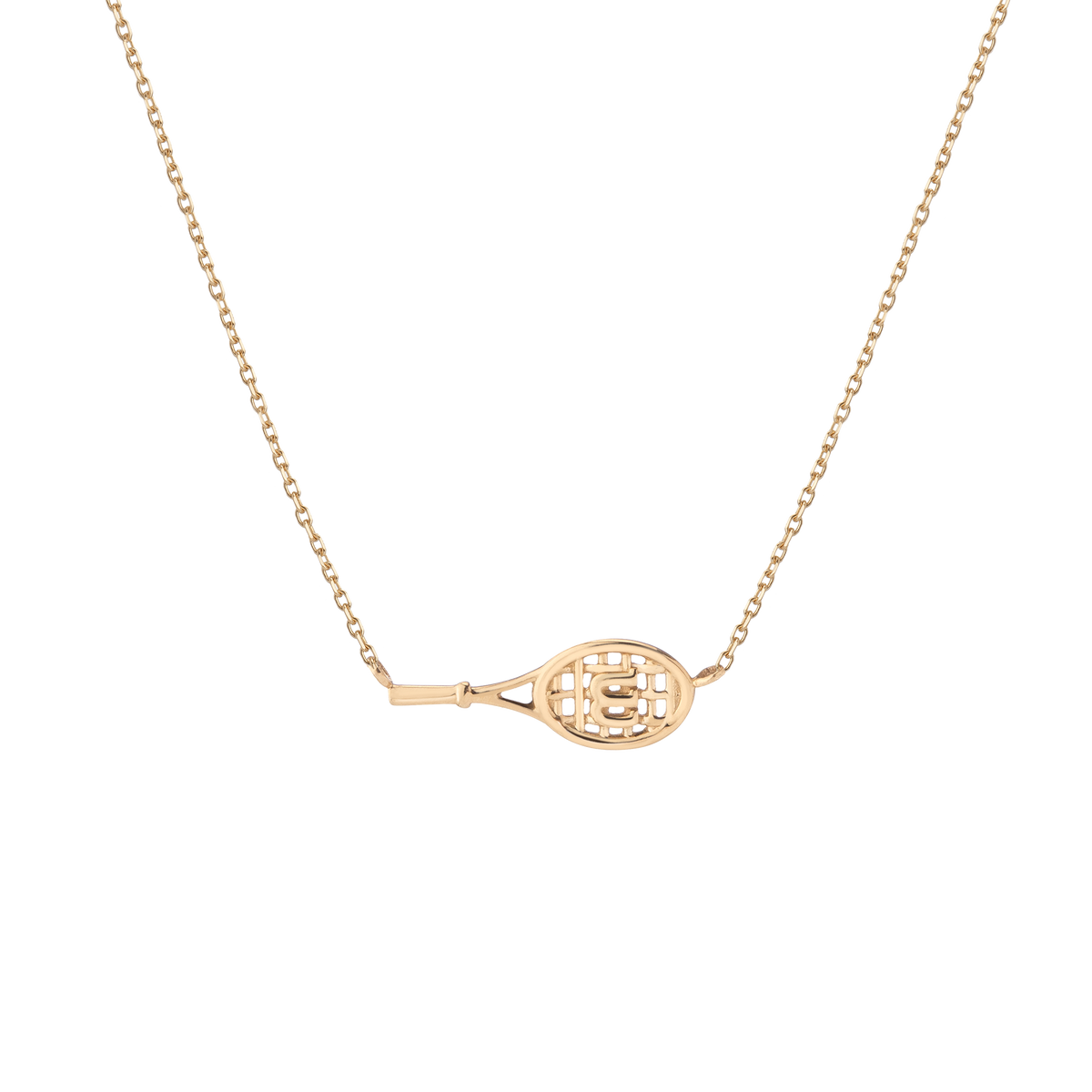 Aurate x Wilson: W Tennis Racket Necklace Vermeil 14k Yellow Gold 18in First