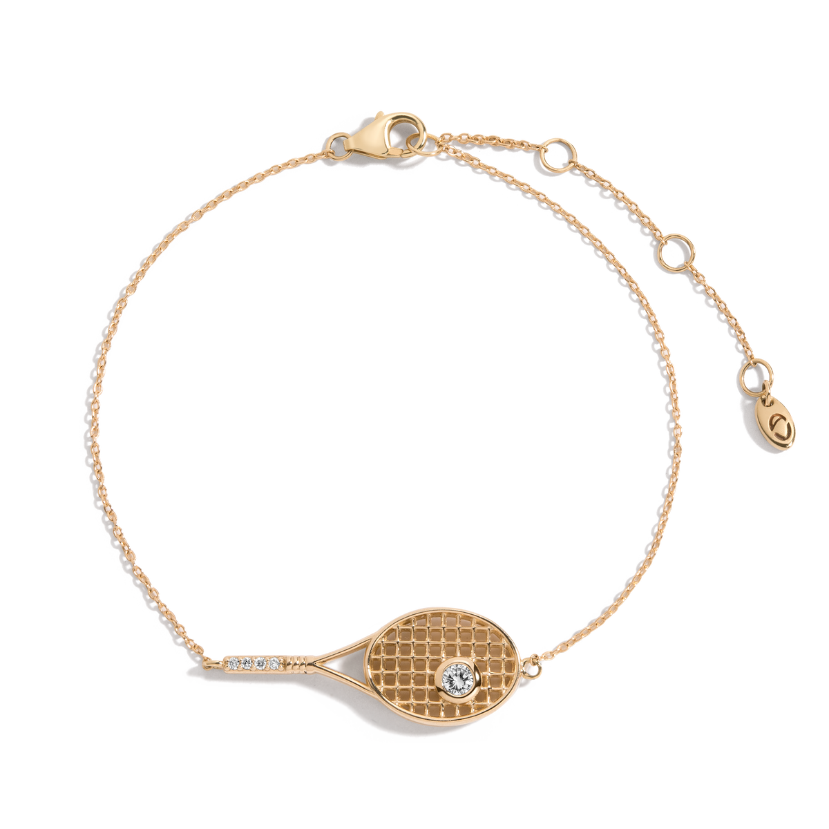 Lab Grown Diamond Tennis Racket Bracelet 14k Yellow Gold 7.5in First