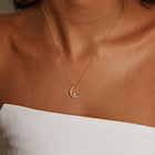Lab Grown Diamond Crescent Moon and Star Necklace