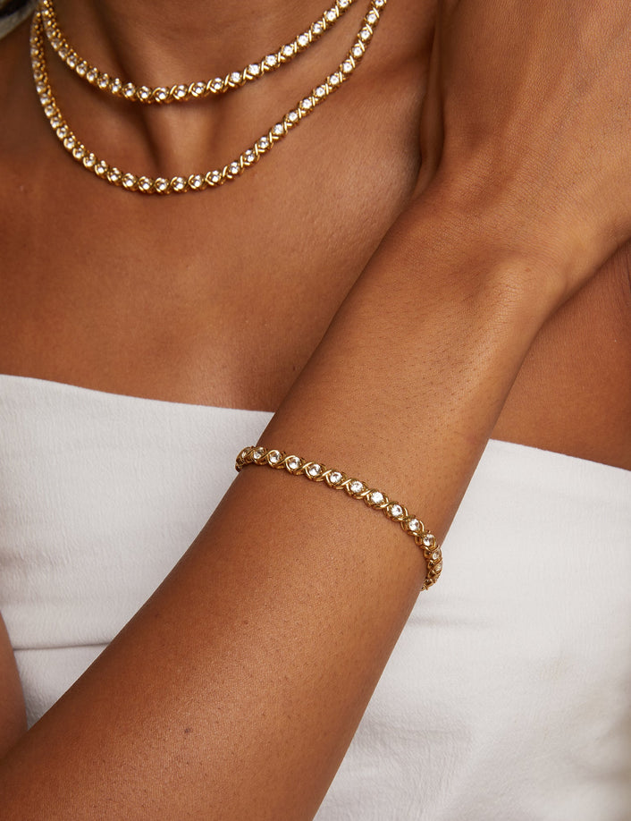 Lab Grown White Sapphire X Estate Tennis Bracelet