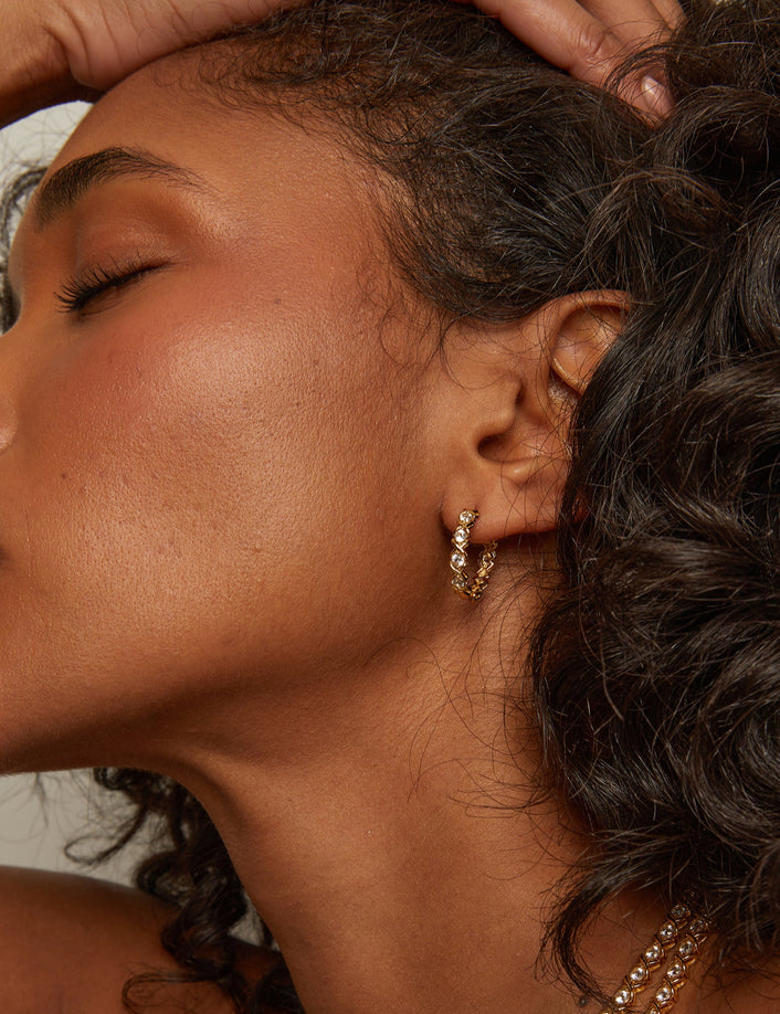 Lab Grown White Sapphire X Estate Hoop Earrings