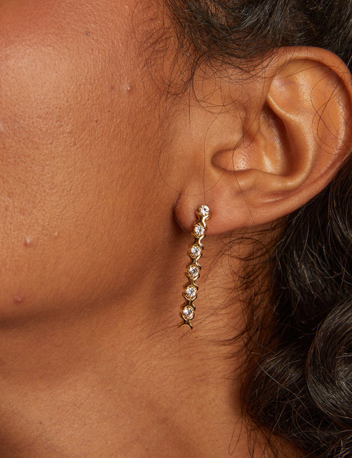 Bold Lab Grown White Sapphire X Estate Tennis Earrings
