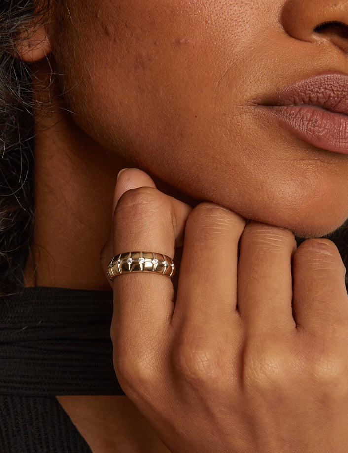 Lab Grown White Sapphire Matrix Ring