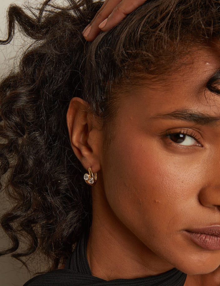 Lab Grown White Sapphire Ellipse Earrings