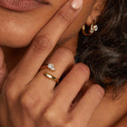 Lab Grown White Sapphire Pear Ellipse Ring