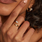 Lab Grown White Sapphire Pear Ellipse Ring