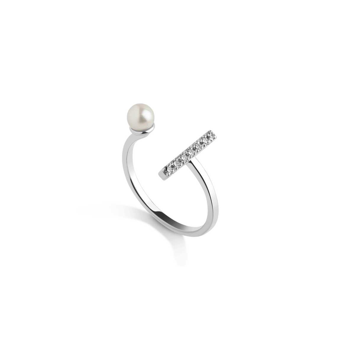 Archival Open Pearl Ring Vermeil White Gold