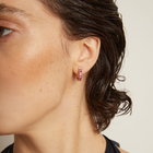 Lab Grown Red Ruby Baguette Huggie Earrings