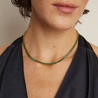 Lab Grown Green Emerald Baguette Tennis Necklace
